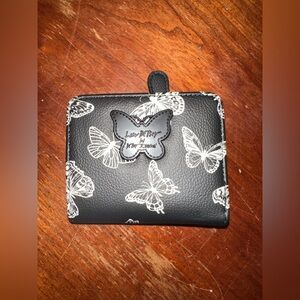 Betsey Johnson Black Wallet with White Butterfly Design
